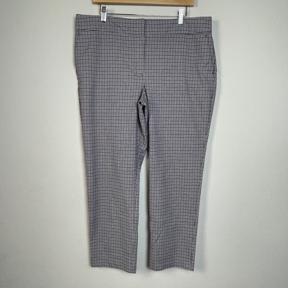 Ann Taylor Factory Women's Plaid Cropped Pants‎ Size 14 Poly Rayon Spandex Blend